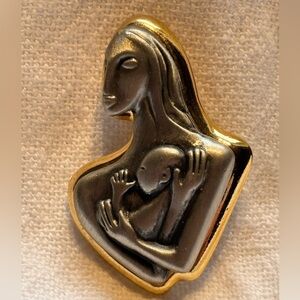 Vintage FAF Luaf Madona and Baby Brooch